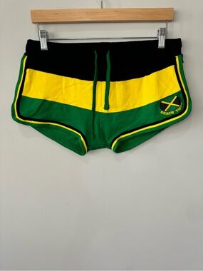 Island Walk NWT Jamaica Green & Yellow Beach Vibe Bootie Shorts size XL